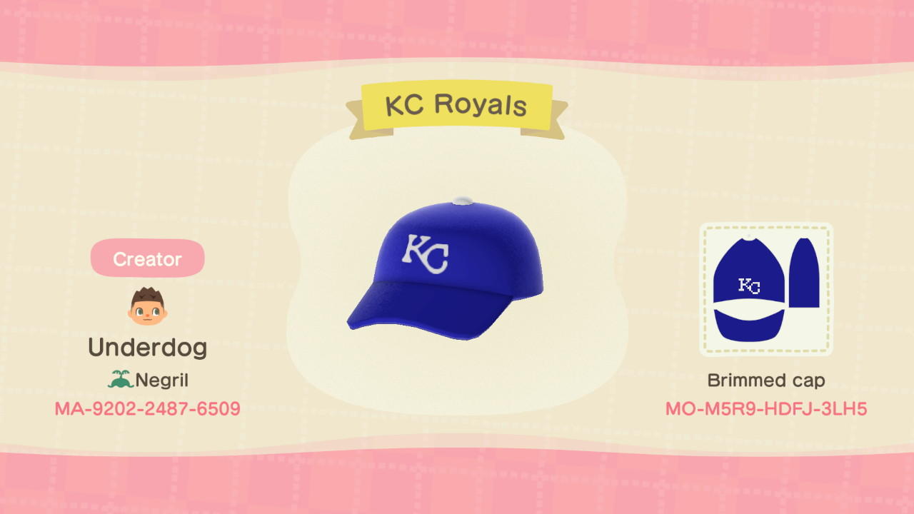 Animal Crossing Design Code: MO-M5R9-HDFJ-3LH5 KC Royals