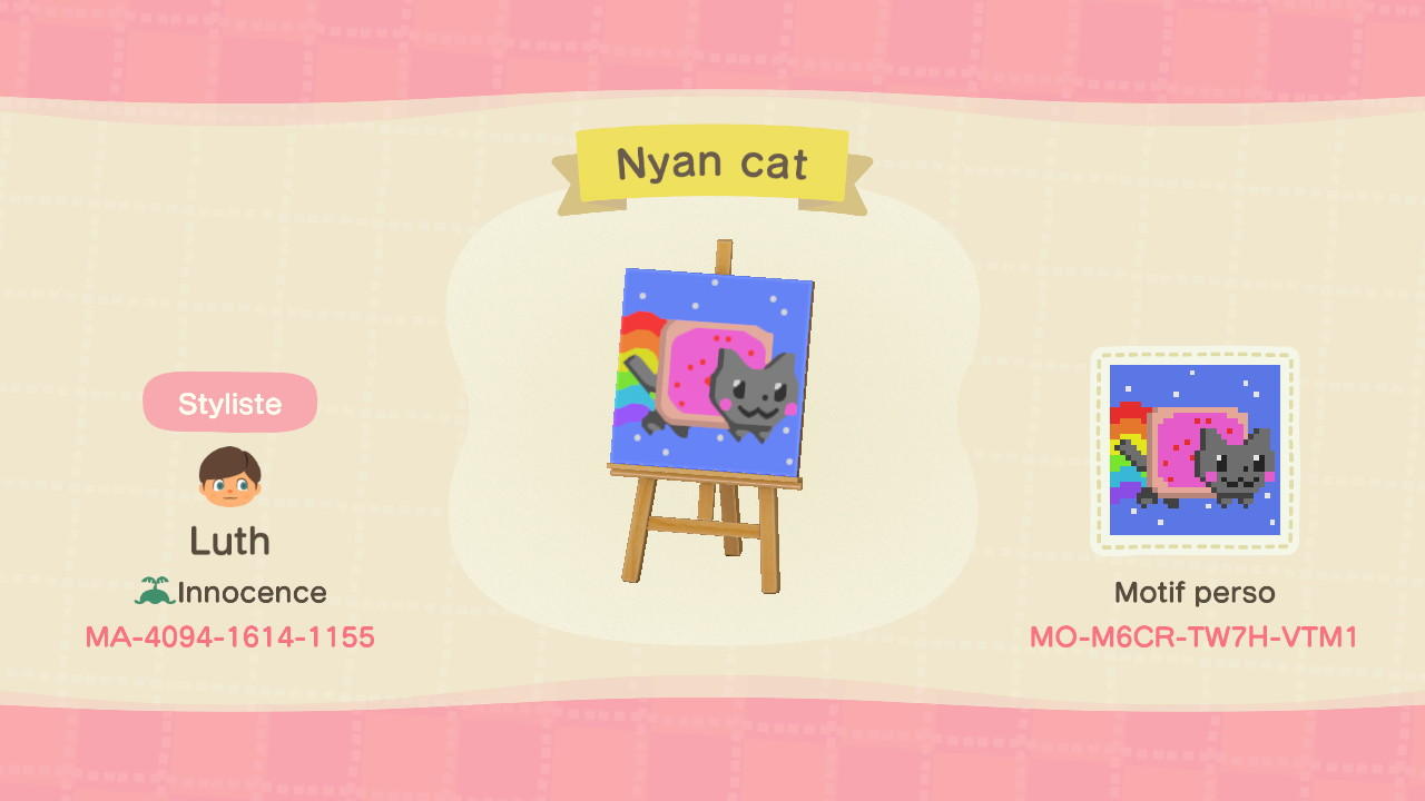 Animal Crossing Design Code: MO-M6CR-TW7H-VTM1 Nyan-Cat