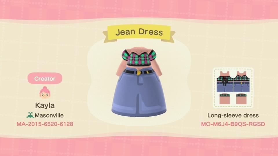 Animal Crossing Design Code: MO-M6J4-B9QS-RGSD Jean Dress