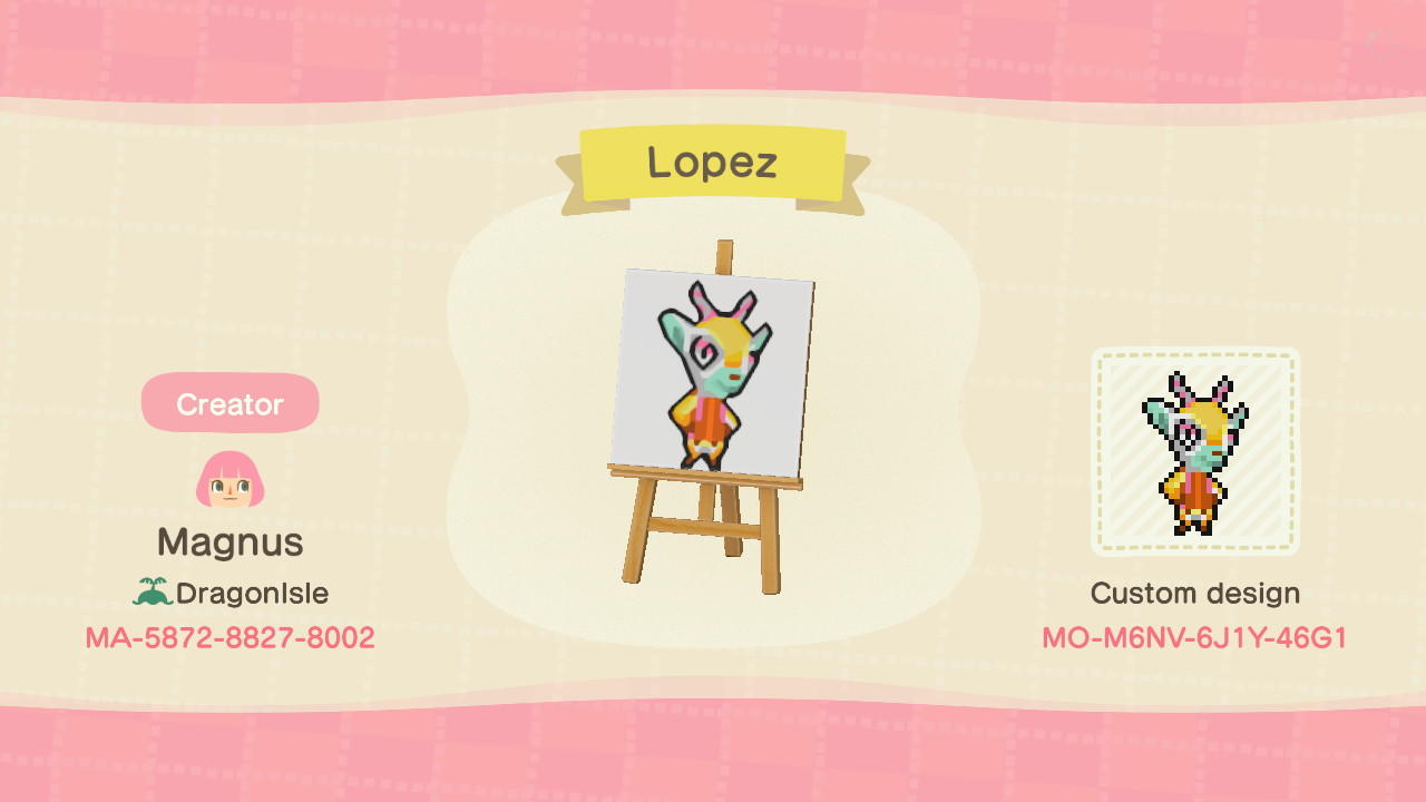 Animal Crossing Design Code: MO-M6NV-6J1Y-46G1 Lopez Signpost