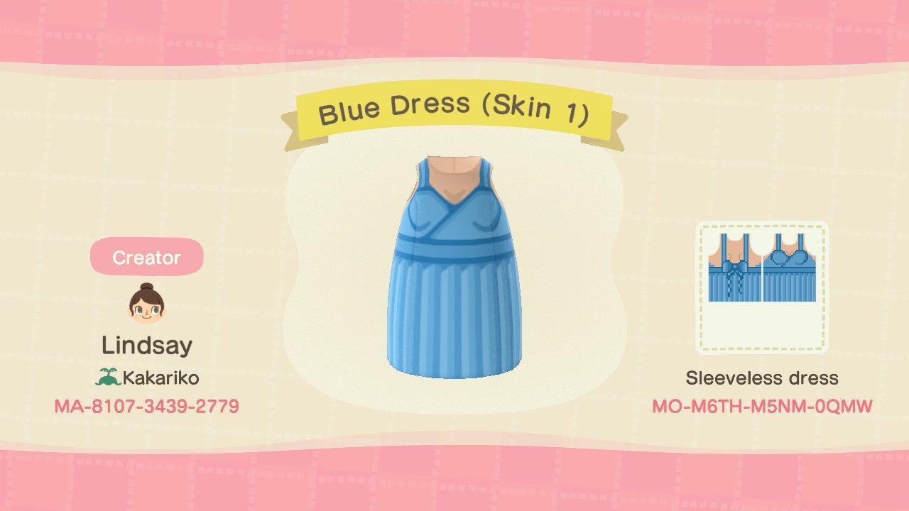 Animal Crossing Design Code: MO-M6TH-M5NM-0QMW Blue Dress (Skin 1)