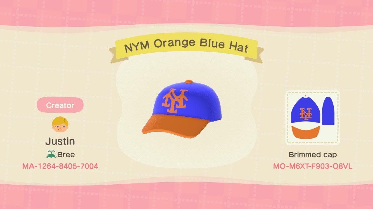 Animal Crossing Design Code: MO-M6XT-F903-Q8VL NYM Orange Blue Hat