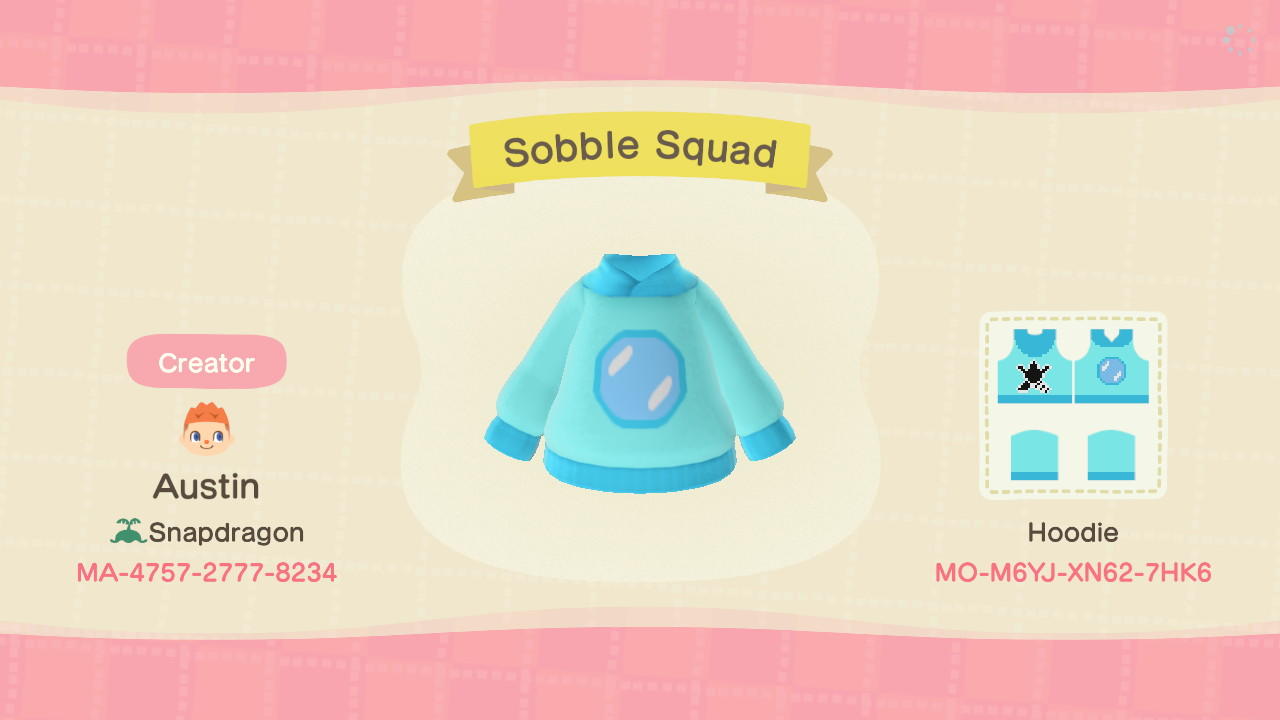 Animal Crossing Design Code: MO-M6YJ-XN62-7HK6 Sobble Squad