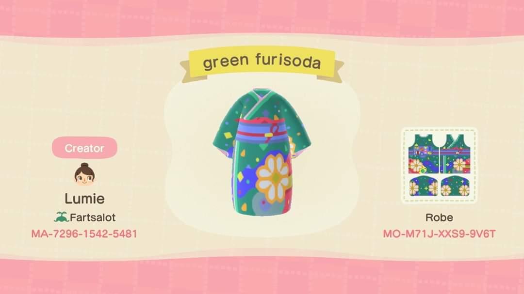 Animal Crossing Design Code: MO-M71J-XXS9-9V6T Green furisoda