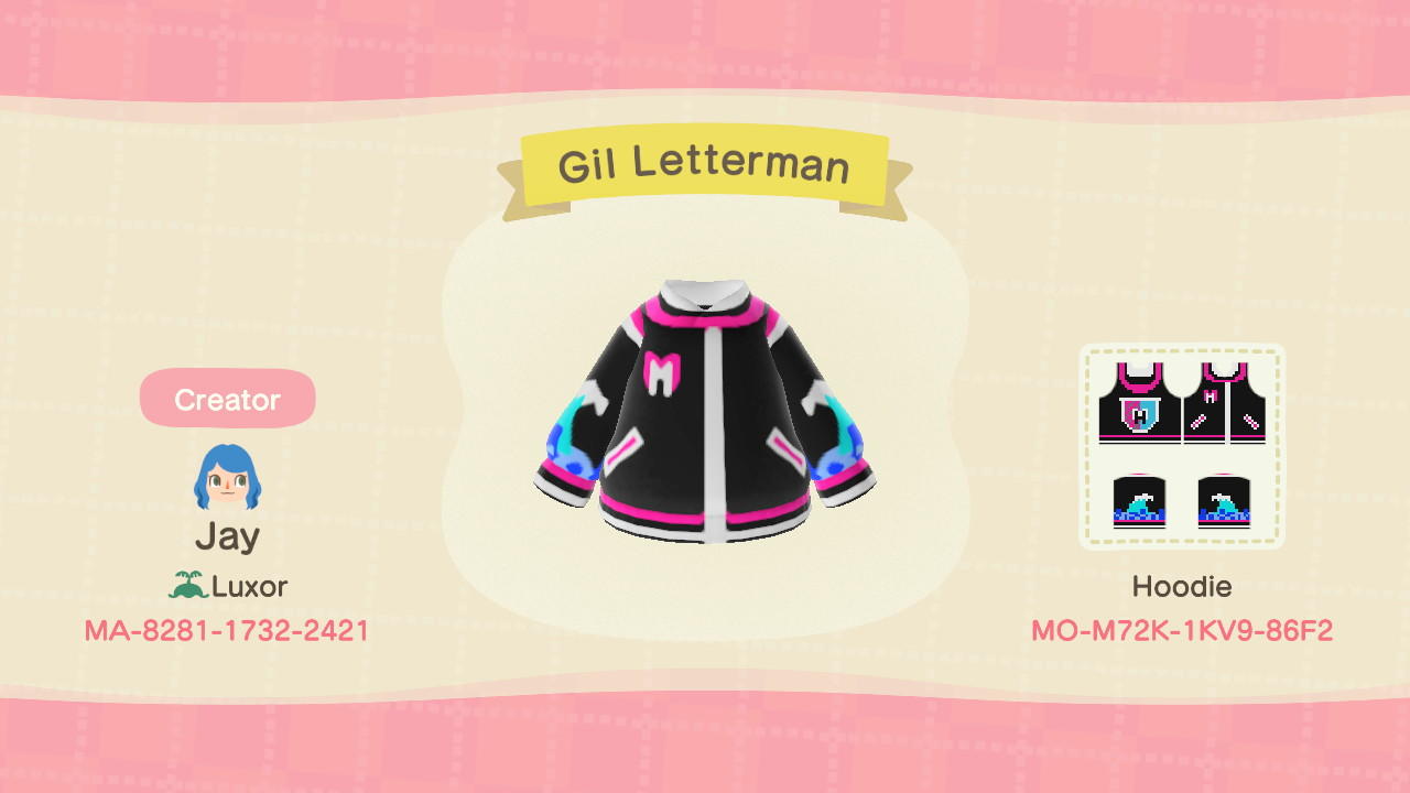 Animal Crossing Design Code: MO-M72K-1KV9-86F2 Gil Letterman