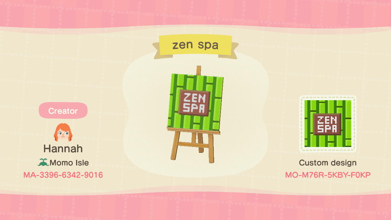 Animal Crossing Design Code: MO-M76R-5KBY-F0KP zen spa
