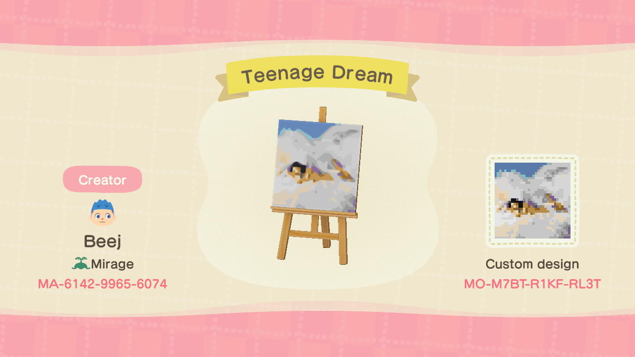 Animal Crossing Design Code: MO-M7BT-R1KF-RL3T Katy Perry Teenage