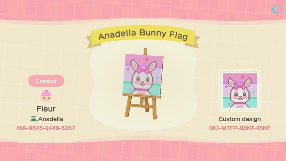 Animal Crossing Design Code: MO-M7FP-98NT-45NT Anadella Bunny Flag