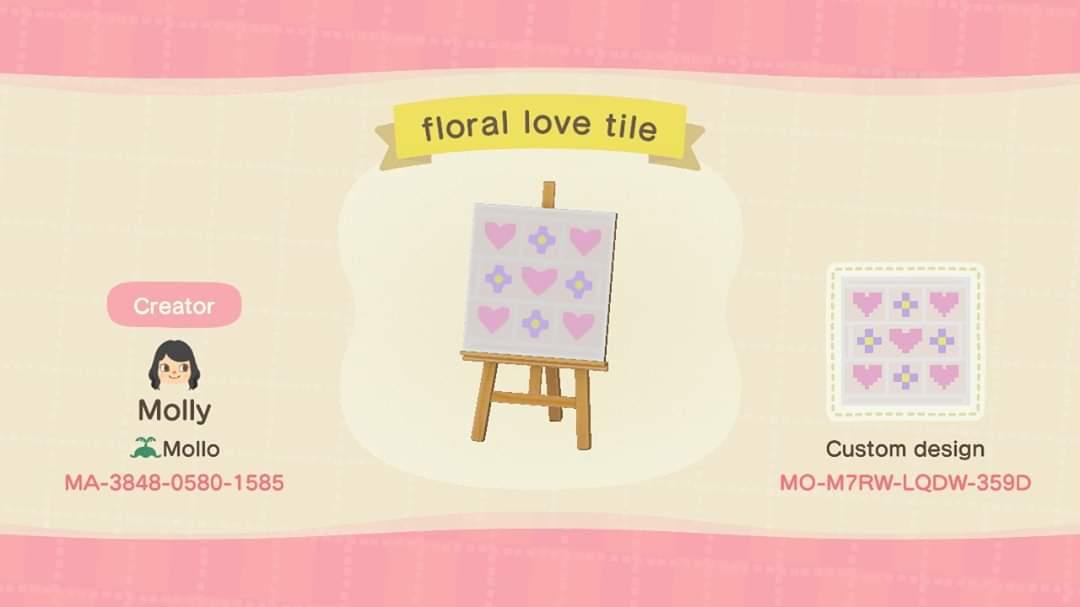 Animal Crossing Design Code: MO-M7RW-LQDW-359D Floral love tile