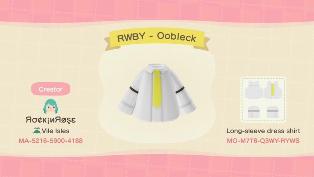 Animal Crossing Design Code: MO-M7T6-Q3WY-RYWS RWBY - Oobleck