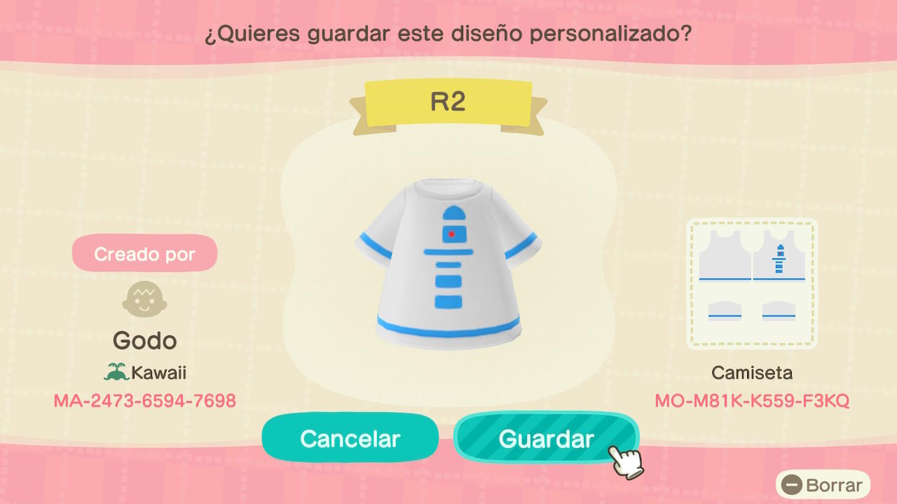 Animal Crossing Design Code: MO-M81K-K559-F3KQ Star Wars R2D2