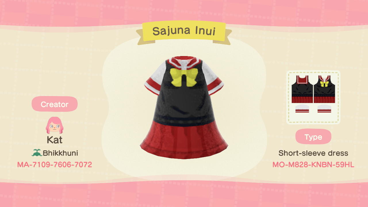 Animal Crossing Design Code: MO-M828-KNBN-59HL Sajuna Inui