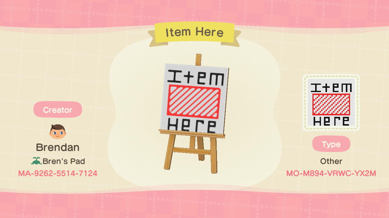 Animal Crossing Design Code: MO-M894-VRWC-YX2M Item Here