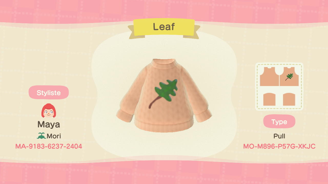 Animal Crossing Design Code: MO-M896-P57G-XKJC Leaf