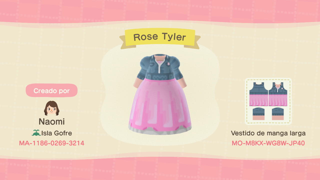 Animal Crossing Design Code: MO-M8KX-WG8W-JP40 Rose Tyler