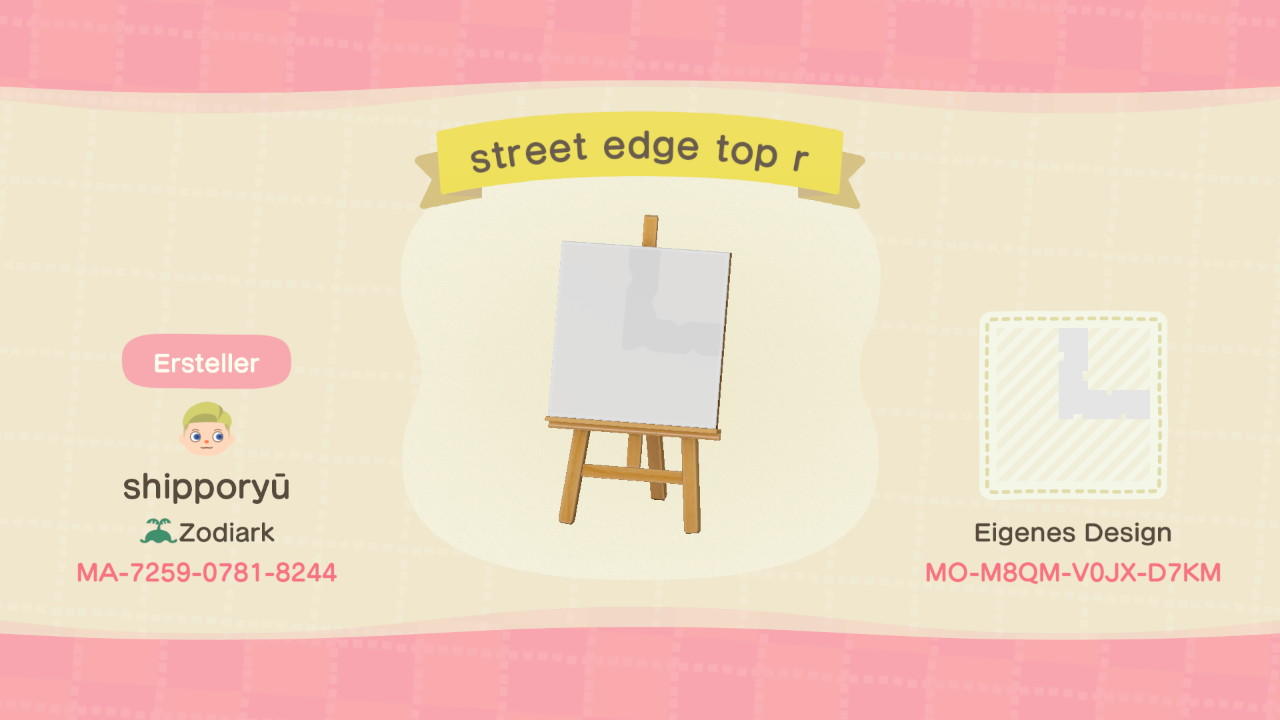 Animal Crossing Design Code: MO-M8QM-V0JX-D7KM street edge top r
