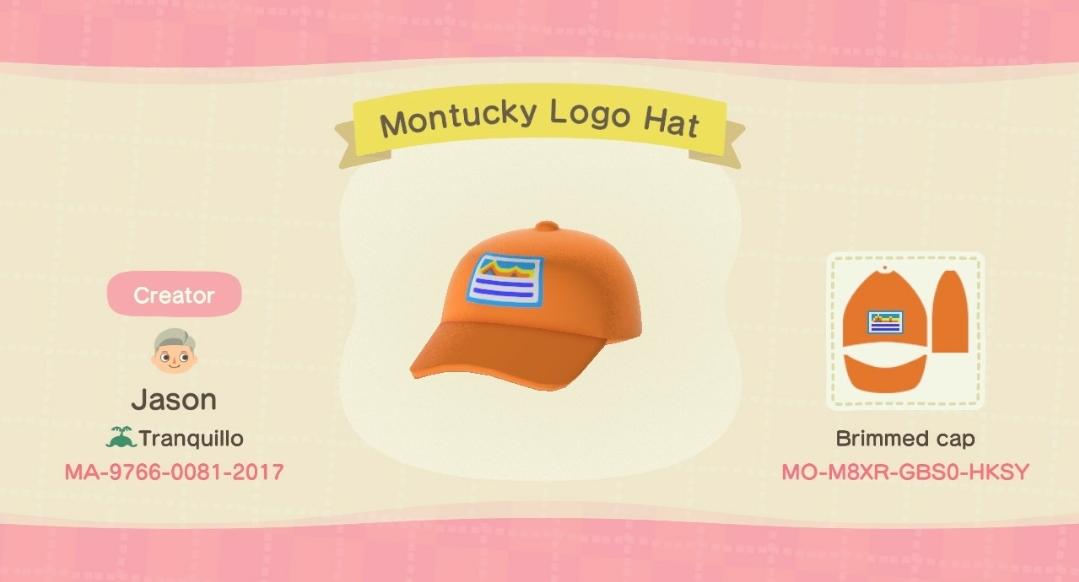 Animal Crossing Design Code: MO-M8XR-GBS0-HKSY Montucky Logo Hat