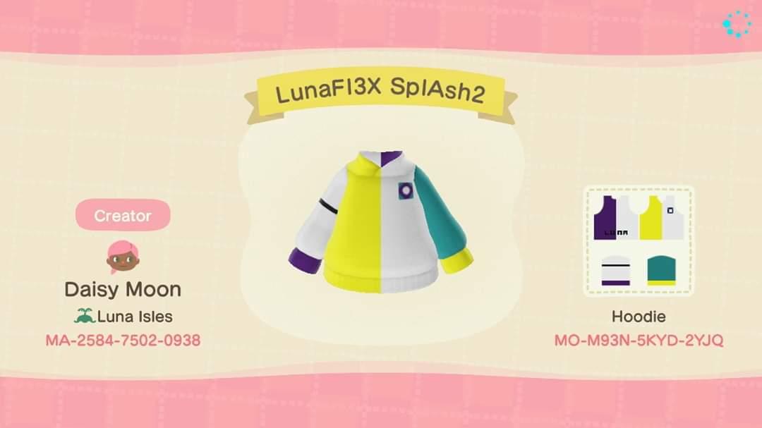 Animal Crossing Design Code: MO-M93N-5KYD-2YJQ LunaFlex SplashToo