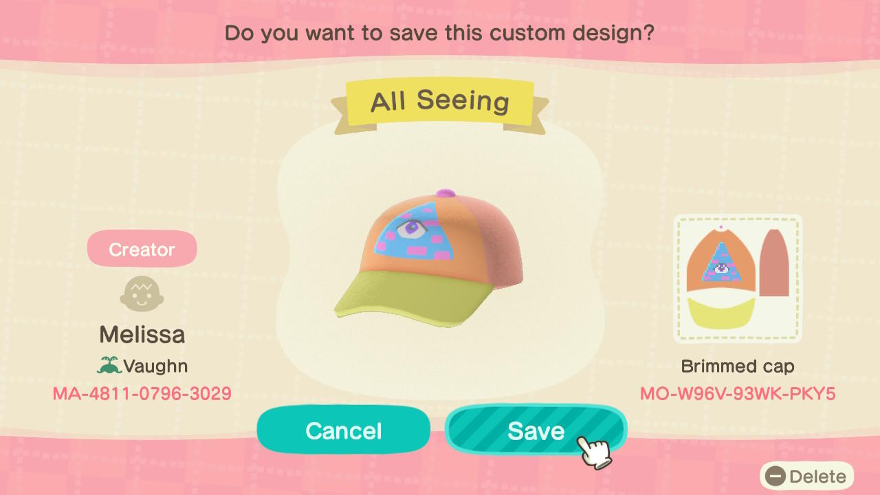 Animal Crossing Design Code: MO-M96V-93WK-PKY5 All Seeing