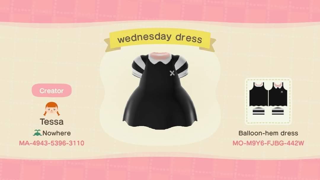 Animal Crossing Design Code: MO-M9Y6-FJBG-442W wednesday dress