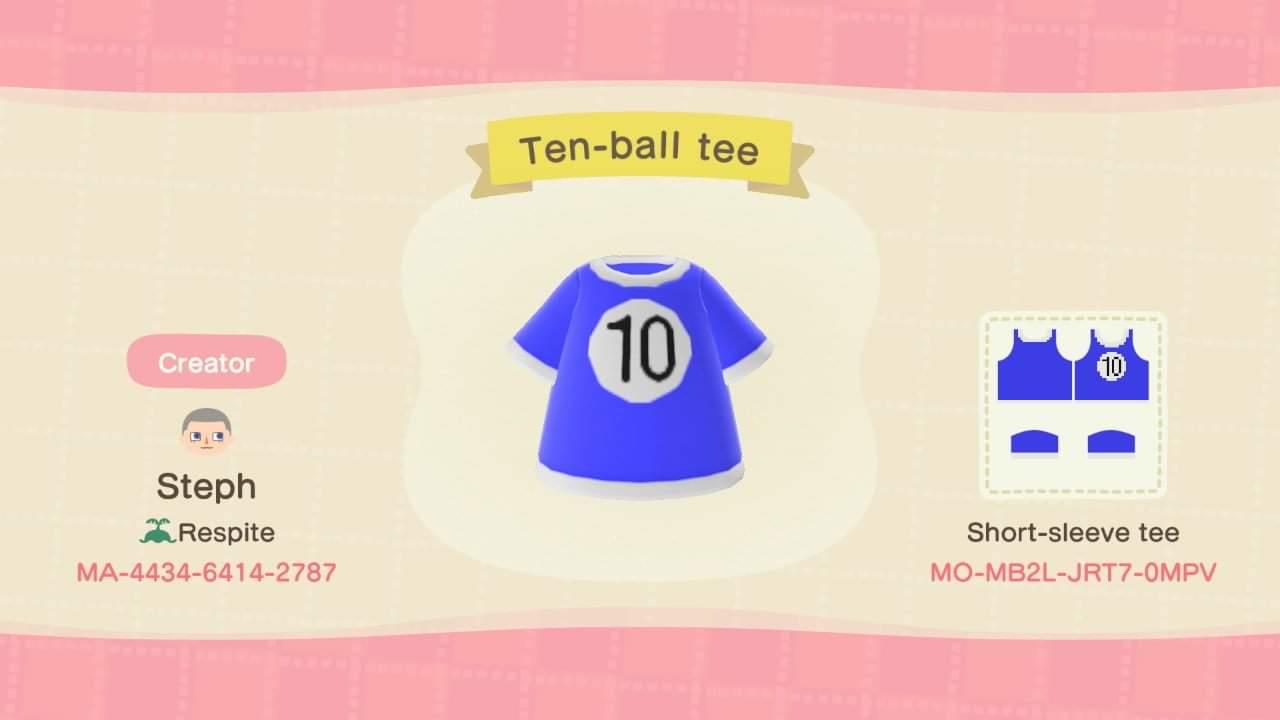 Animal Crossing Design Code: MO-MB2L-JRT7-0MPV Ten-ball tee