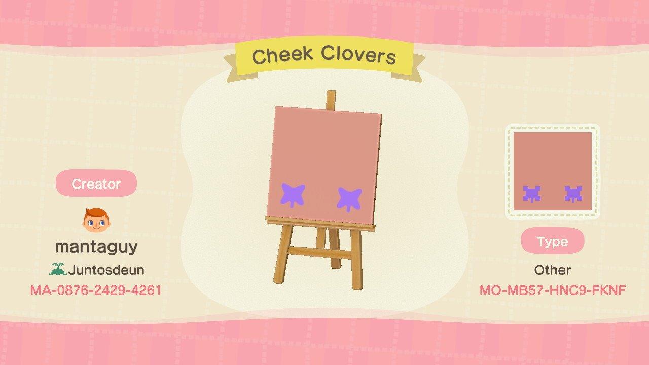 Animal Crossing Design Code: MO-MB57-HNC9-FKNF Cheek Clovers