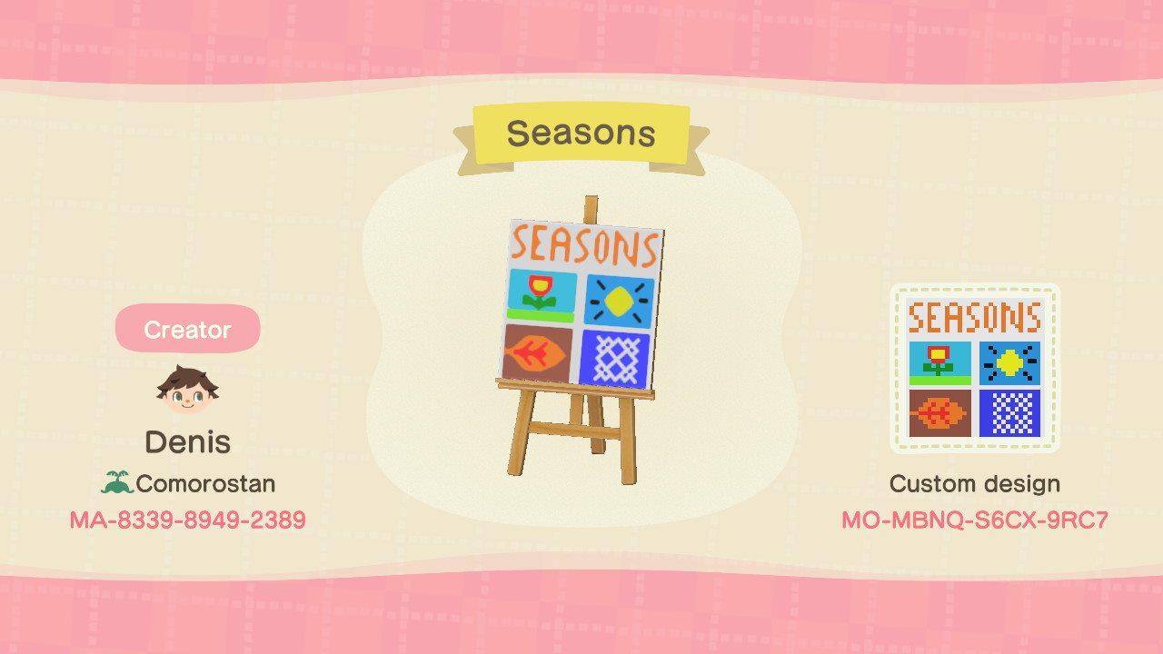 Animal Crossing Design Code: MO-MBNQ-S6CX-9RC7 Seasons