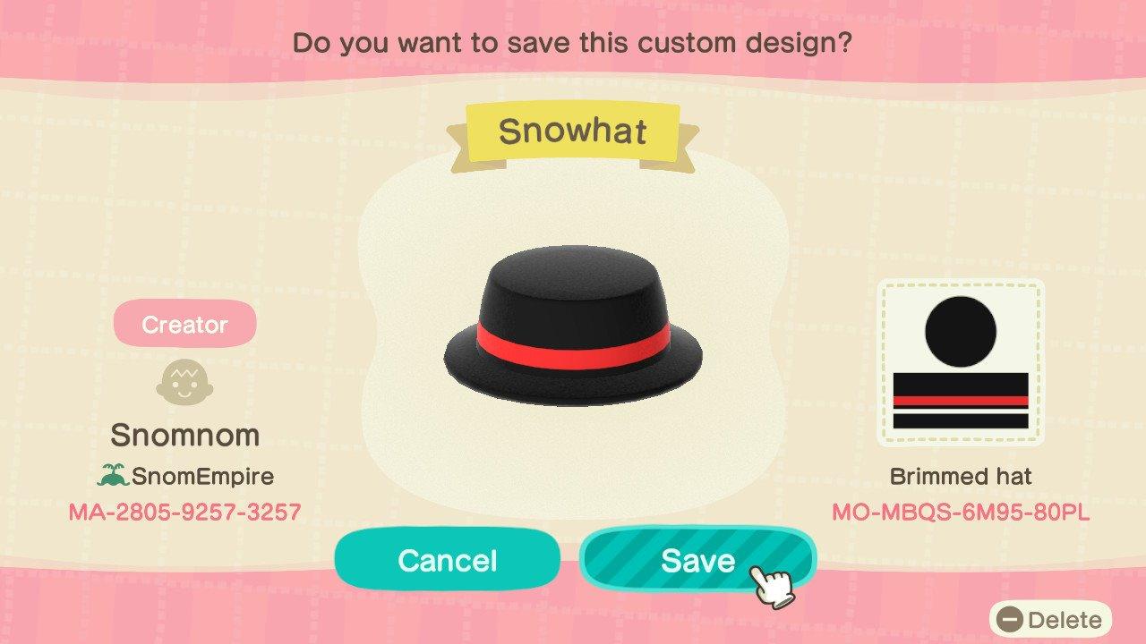 Animal Crossing Design Code: MO-MBQS-6M95-80PL Snowman hat