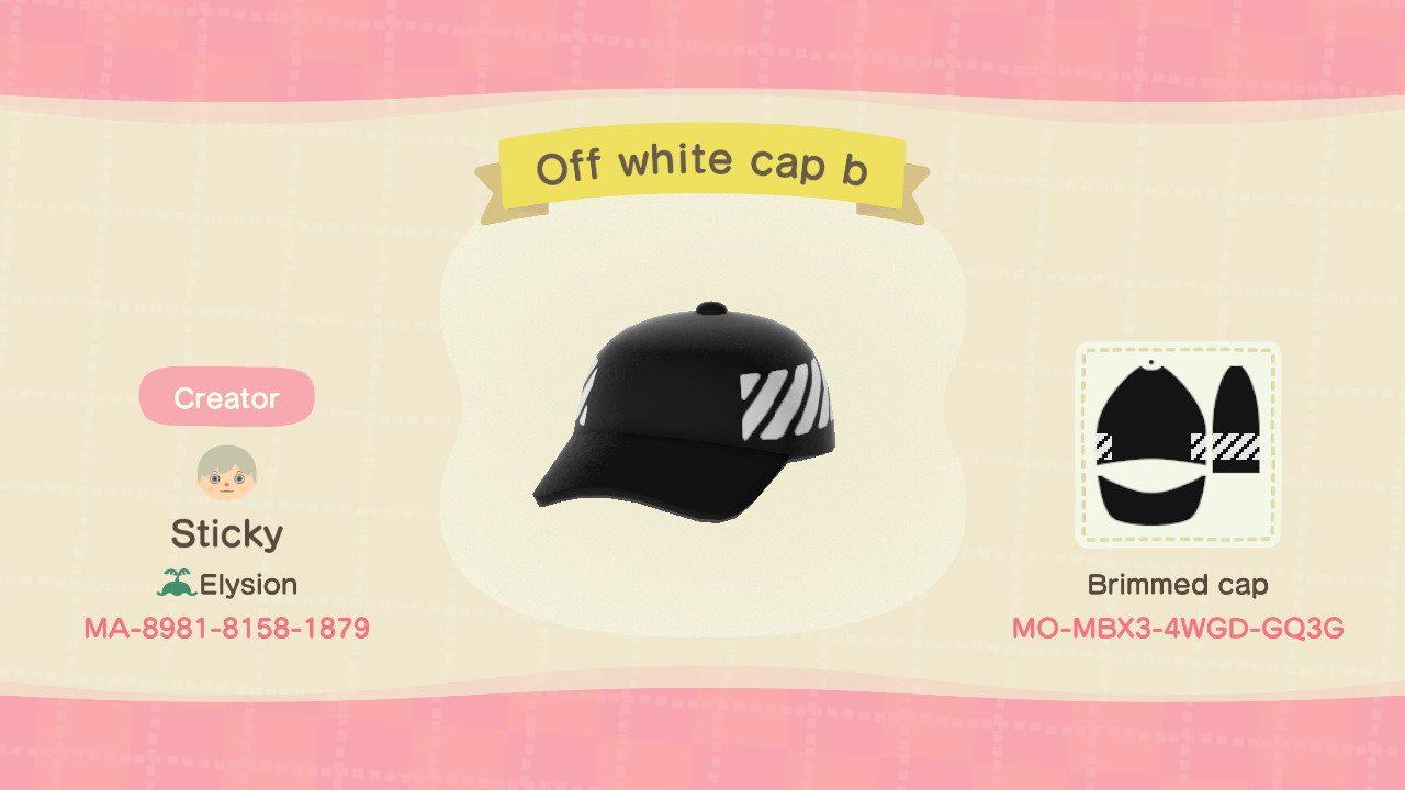 Animal Crossing Design Code: MO-MBX3-4WGD-GQ3G Off white cap b