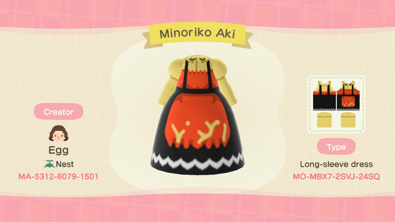 Animal Crossing Design Code: MO-MBX7-2SVJ-24SQ Aki Minoriko Touhou