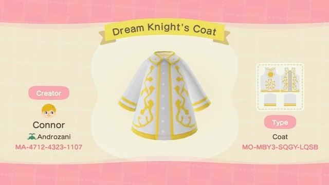 Animal Crossing Design Code: MO-MBY3-SQGY-LQSB Dream Knigth's Coat