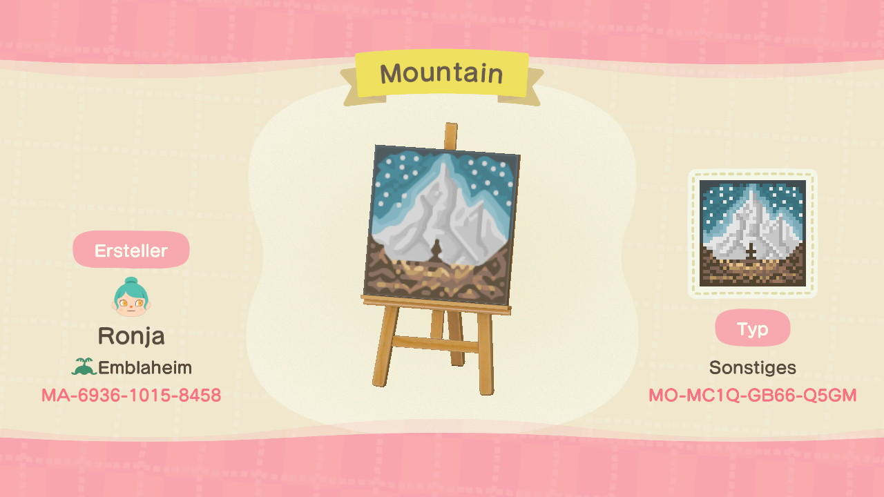 Animal Crossing Design Code: MO-MC1Q-GB66-Q5GM Mountain Ama Dablam