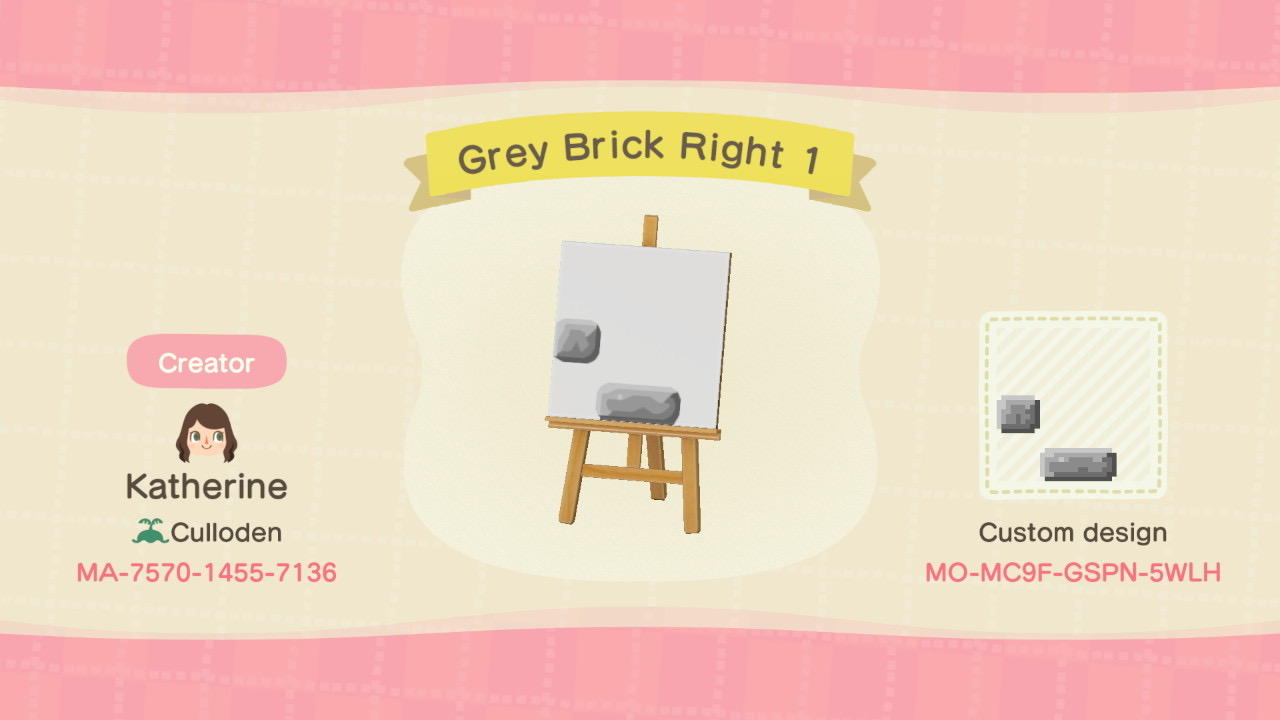 Animal Crossing Design Code: MO-MC9F-GSPN-5WLH Grey Brick Right 1