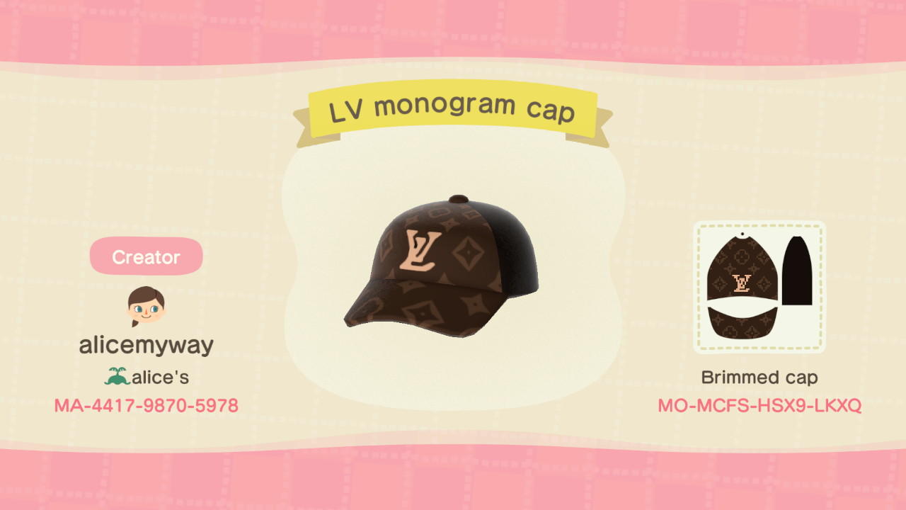 Animal Crossing Design Code: MO-MCFS-HSX9-LKXQ LV monogram cap