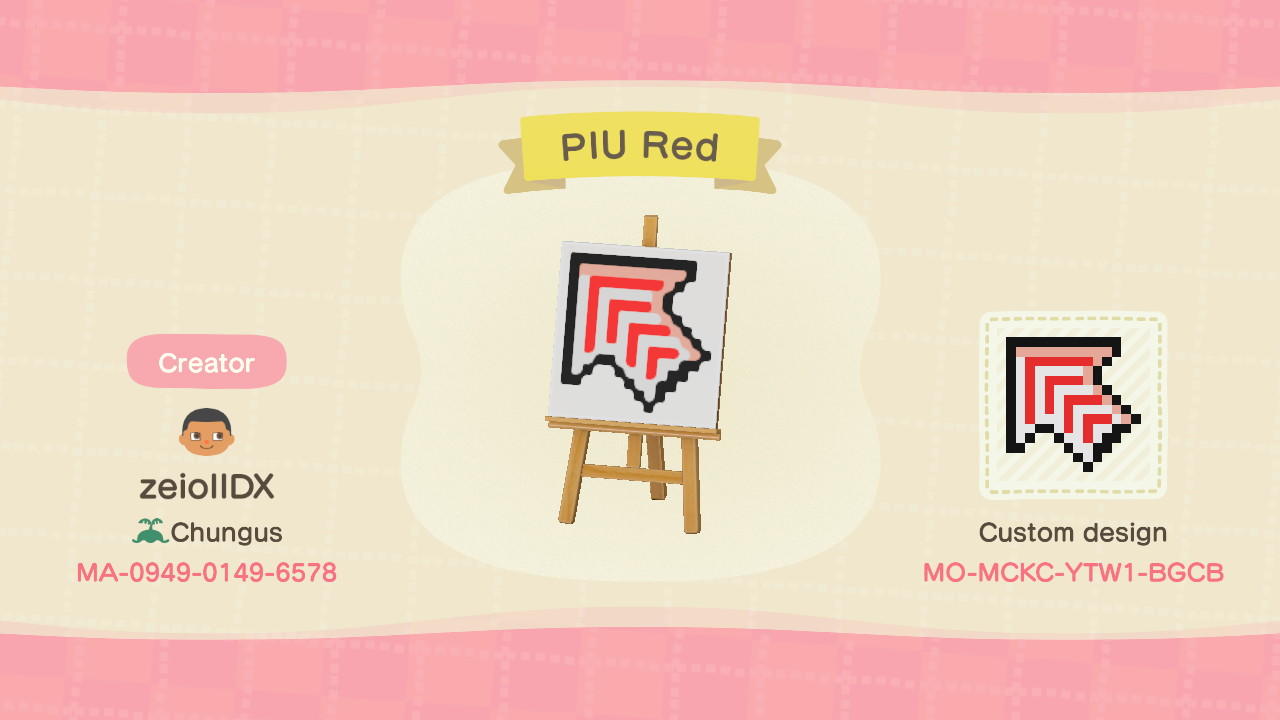Animal Crossing Design Code: MO-MCKC-YTW1-BGCB PIU Red