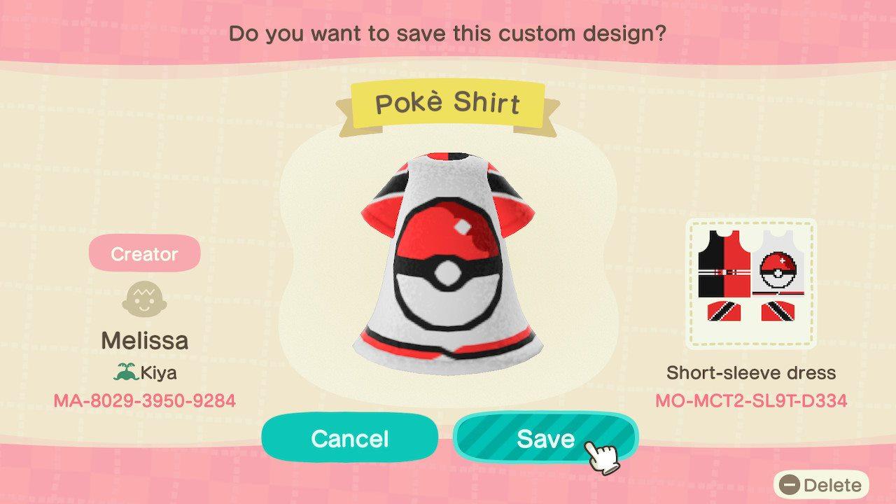 Animal Crossing Design Code: MO-MCT2-SL9T-D334 Poke Shirt Dress