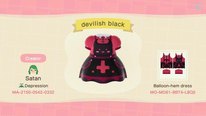 Animal Crossing Design Code: MO-MD61-9BT4-L8Q5 Devilish Black