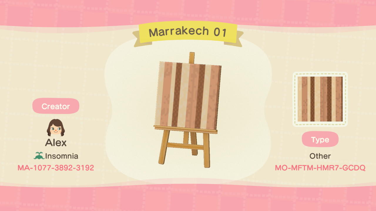Animal Crossing Design Code: MO-MFTM-HMR7-GCDQ Marrakech 01