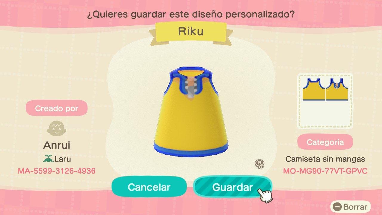 Animal Crossing Design Code: MO-MG90-77VT-GPVC KHBBS - Riku