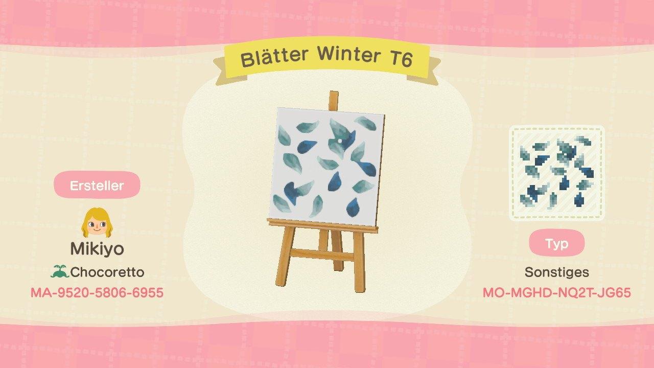 Animal Crossing Design Code: MO-MGHD-NQ2T-JG65 Blätter Winter T6