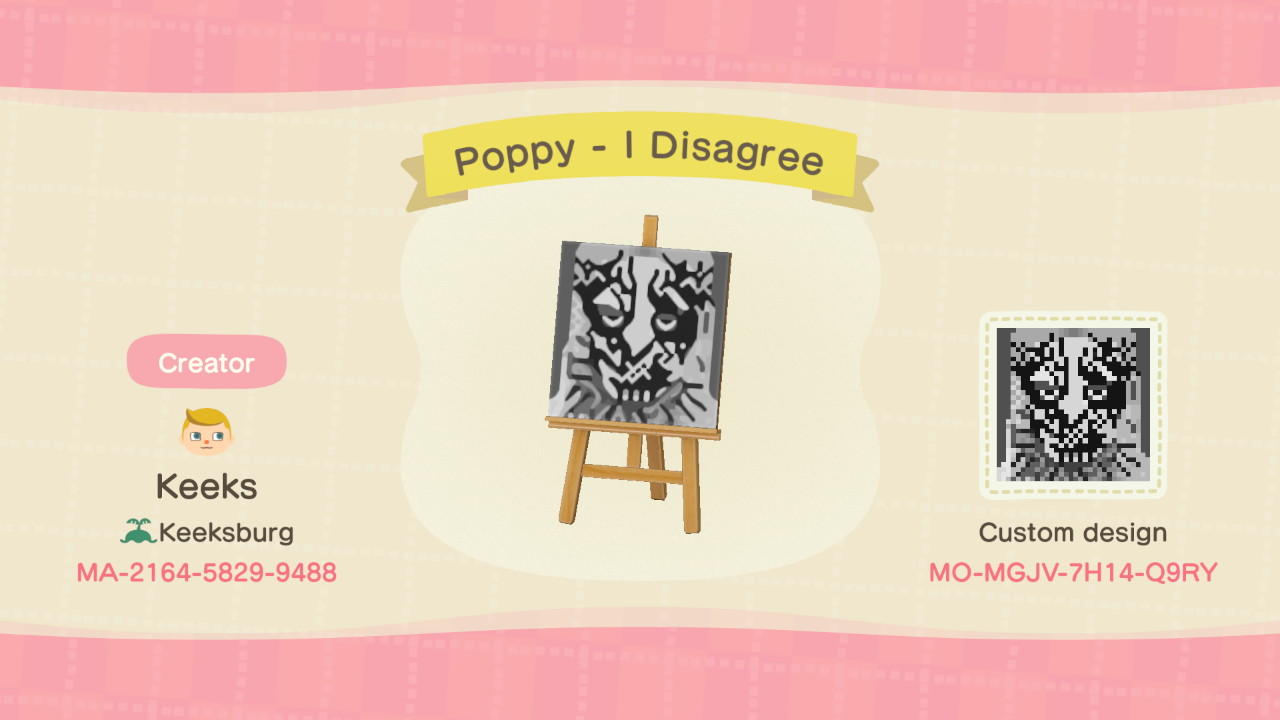 Animal Crossing Design Code: MO-MGJV-7H14-Q9RY Poppy