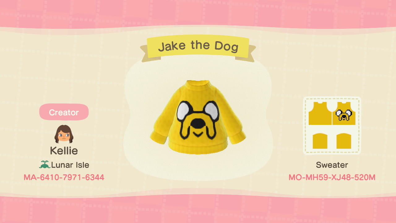 Animal Crossing Design Code: MO-MH59-XJ48-520M Jake the Dog