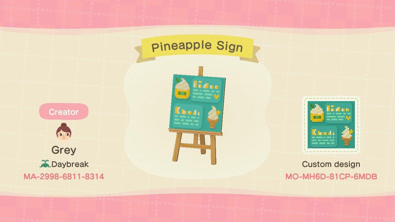 Animal Crossing Design Code: MO-MH6D-81CP-6MDB Pineapples Sign