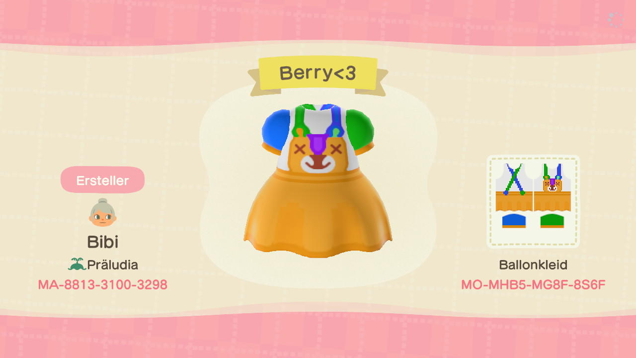 Animal Crossing Design Code: MO-MHB5-MG8F-8S6F Berry