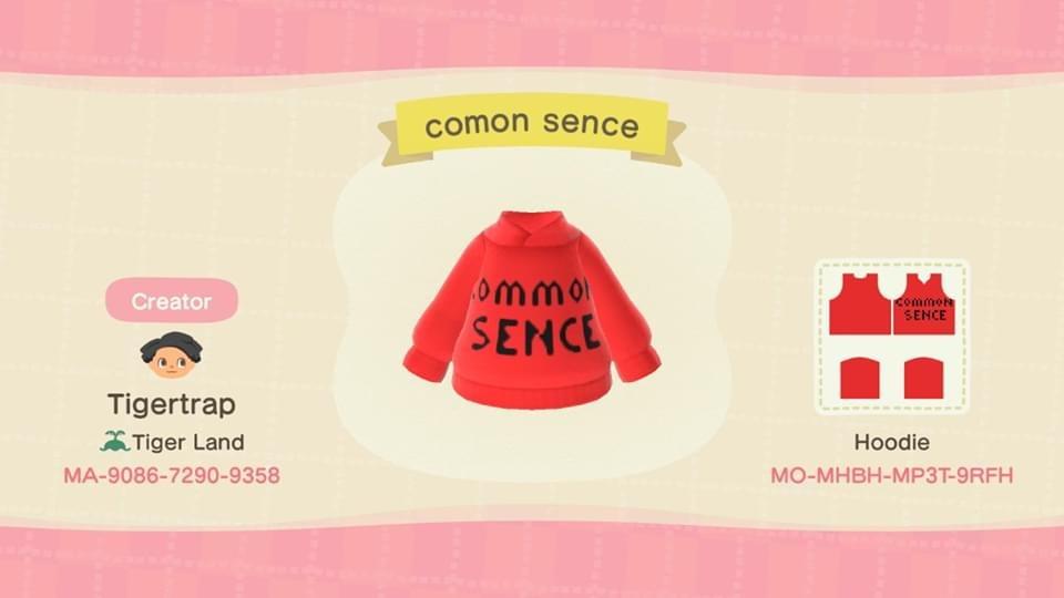Animal Crossing Design Code: MO-MHBH-MP3T-9RFM Common sense red