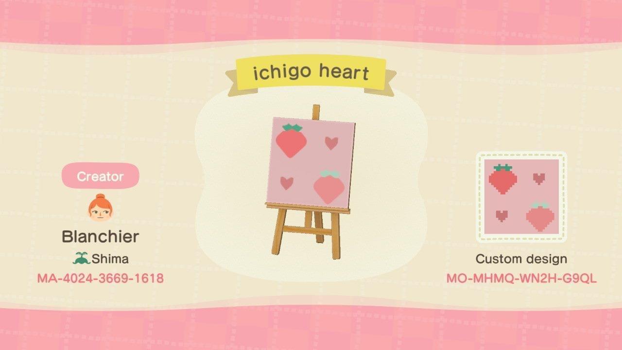 Animal Crossing Design Code: MO-MHMQ-WN2H-G9QL Ichigo Heart