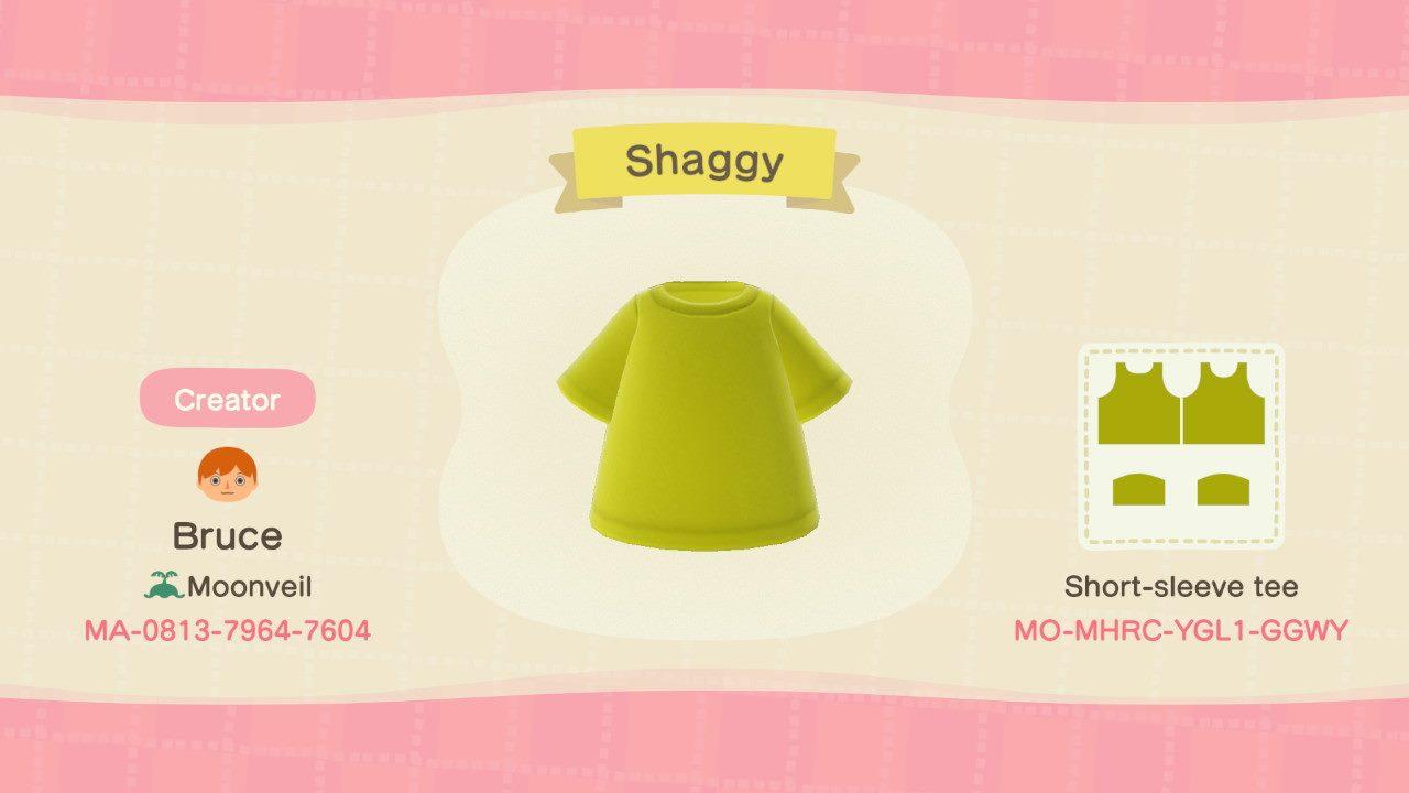 Animal Crossing Design Code: MO-MHRC-YGL1-GGWY Shaggy