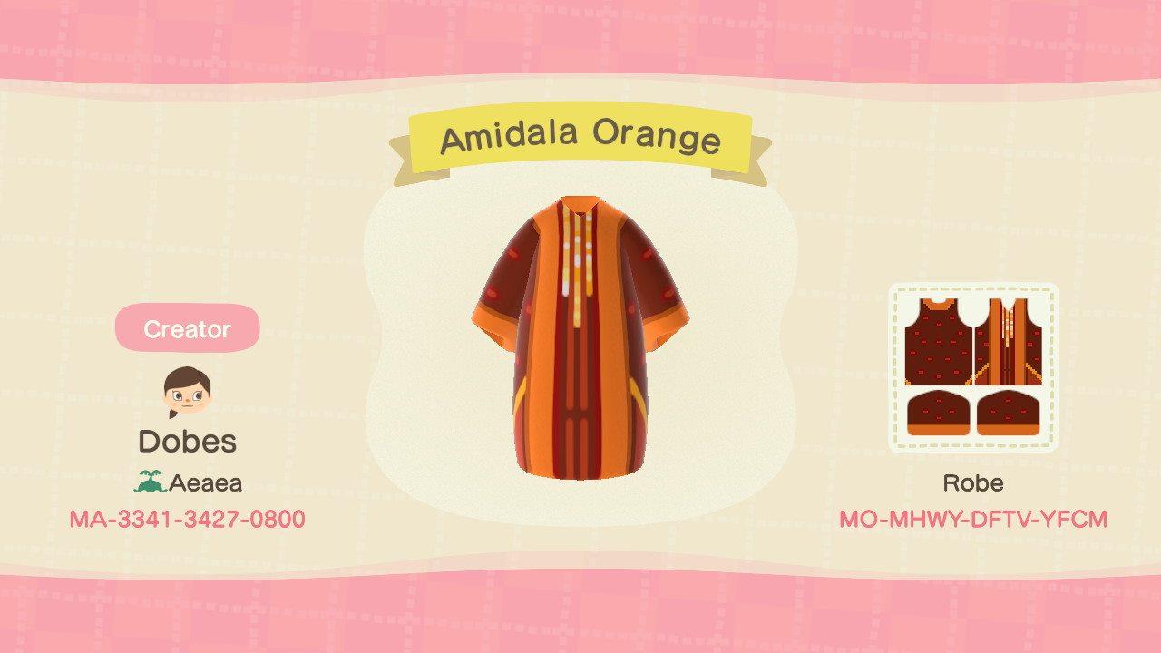 Animal Crossing Design Code: MO-MHWY-DFTV-YFCM Amidala Orange
