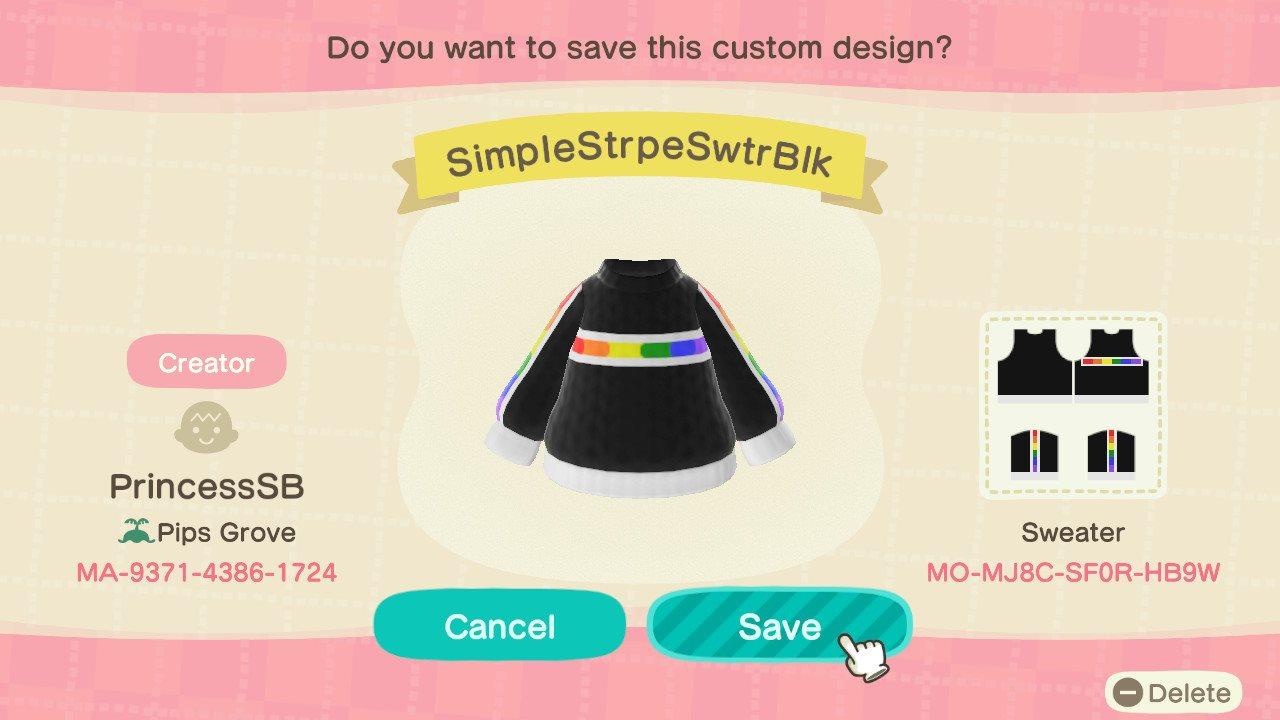 Animal Crossing Design Code: MO-MJ8C-SF0R-HB9W Rainbow Pride Stripe