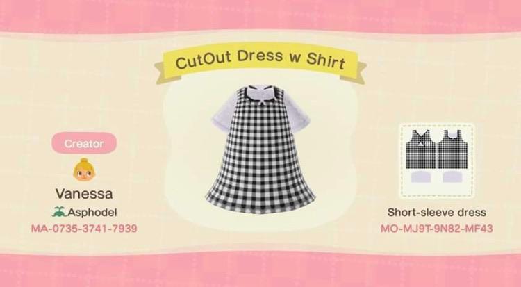 Animal Crossing Design Code: MO-MJ9T-9N82-MF43 CutOut Dress w Shirt